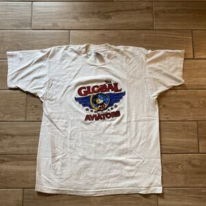 DISNEY MICKEY MOUSE GLOBAL AVIATORS Shirt Size Large Single Stitch Promotional